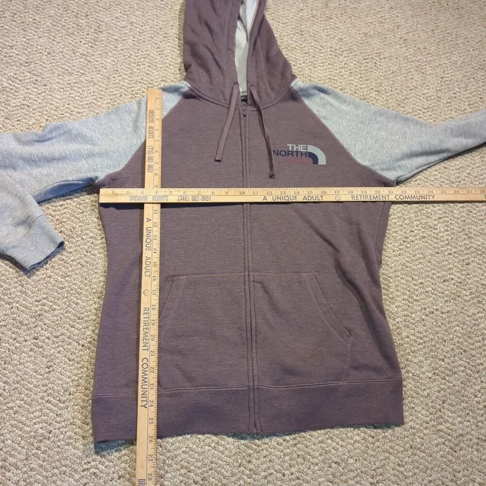 The North Face Hoodie Sweatshirt Womens XL Purple Gray Full Zip Outdoor